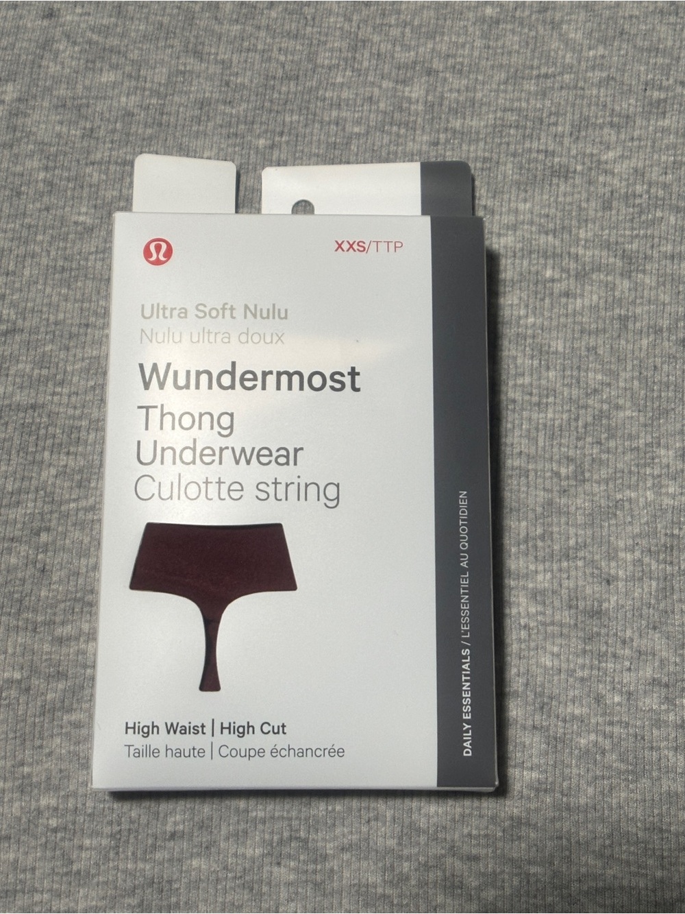 NWT lululemon athletica WunderMost Thong Underwear High Waist Size XXS Burgundy